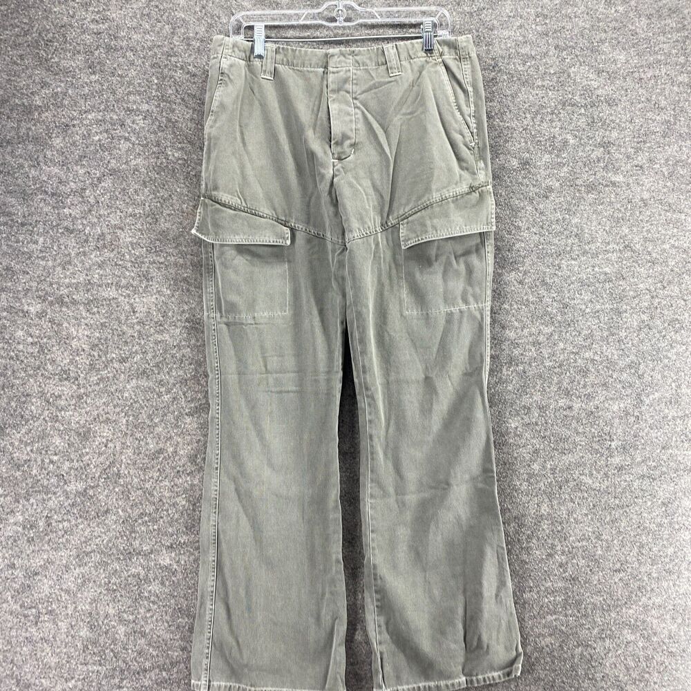 American Eagle Cargo Khakis Pants Women 12 Gray High Rise Flat Front Cotton - Picture 3 of 9